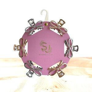 Sincerly Jules Silver and Gold Bow Hair Clips Set